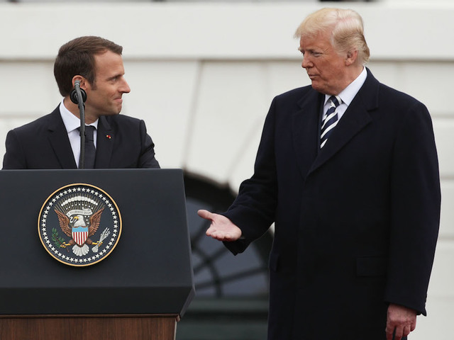 Trump blasts Iran deal as 'insane' and 'ridiculous' as Macron looks on