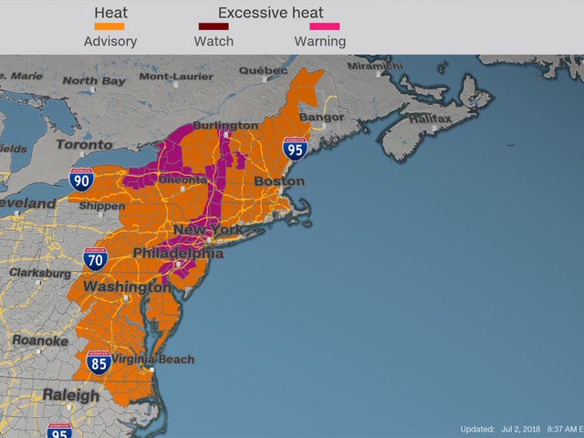 The Northeast US is sweltering under the worst heat wave of the year