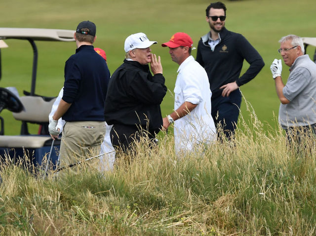 The Trumps are spending the weekend at the President's Scottish golf resort as UK protests continue